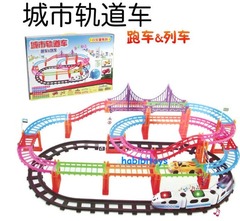 2446 电动城市轨道车 跑车和列车轨道 儿童益智玩具玩具2.37