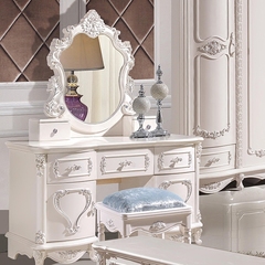 欧式梳妆台1.4米弧形带抽实木化妆桌卧室妆台妆镜妆凳组合家具