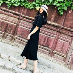 连衣裙女夏新款ins超火性感V领荷叶边修身显瘦