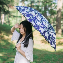 小清新百合花黑胶防晒晴雨伞三折两用遮阳伞创意韩国折叠太阳伞女