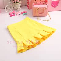 2016秋冬季毛呢甜美粉色格子高腰短裙学生百