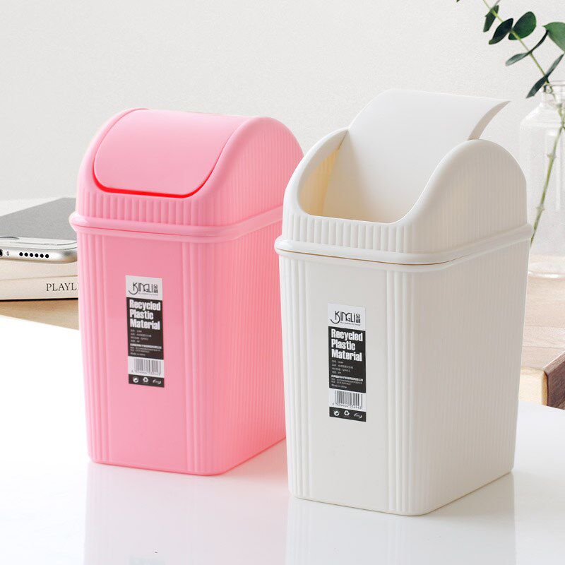 安怡桌面家用带盖个性创意客厅卧室可爱迷你桌上翻盖时尚小垃圾桶