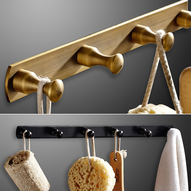 新款仿古欧式挂衣钩厕所壁挂衣服挂钩全铜排衣钩多勾衣钩复古长排_不