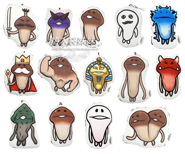 日单蘑菇人方吉菇菇滑子菇栽培funghi公仔玩偶印花屏幕擦挂件挂链