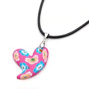 Smiling post colorful diamond heart-shaped pendant necklace collar accessory pendant jewelry women pendant jewelry