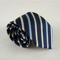商务领带 新款正装领带 婚庆领带 结婚领带  粗蓝白条纹款