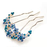 Package mail smiling Korean version of four-tooth diamond crystal hair comb insert hairpin tiara comb hair fork women hair accessory jewelry