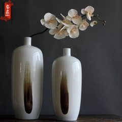 现代新中式纯手绘写意陶瓷花瓶小口瓷样板间家居饰品装饰瓷瓶摆件