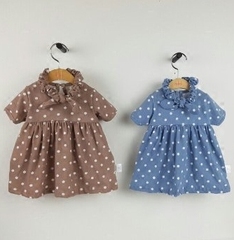 韩国 原装婴儿宝宝 童装斑点连衣裙包邮(带头巾）