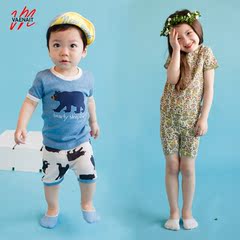 韩国儿童短袖家居服婴儿衣服夏季男女童睡衣宝宝夏装纯棉空调房薄