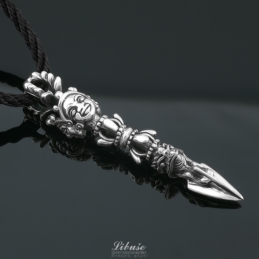 丽伯萨纯银饰品金刚杵降魔杵男款男士吊坠项链项坠项坠