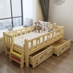 儿童床带护栏实木拼接床小孩实木单人床婴儿床女孩公主床松木童床