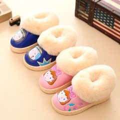 儿童棉拖鞋包跟冬天小中童宝宝防滑室内外厚底防水毛口保暖棉鞋
