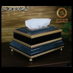 木艺世界 木质纸巾盒 欧式客厅抽纸盒 创意家用复古餐巾纸收纳盒