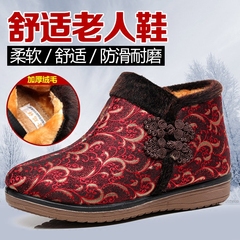 冬季老人棉鞋老北京布鞋女款高帮防滑保暖奶奶鞋加绒中老年妈妈鞋