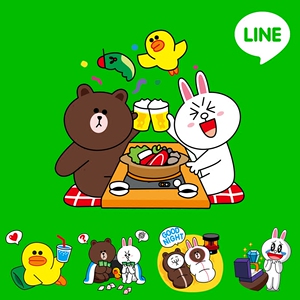 line贴纸 line墙贴 贴画壁纸 布朗熊可妮兔 可爱卡通贴纸墙贴
