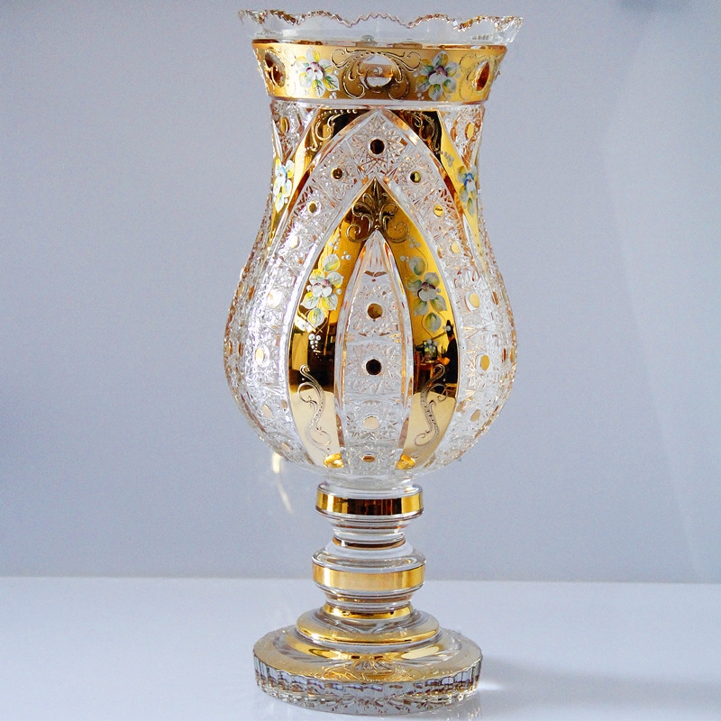捷克进口 波希米亚 欧式水晶玻璃花瓶 家居别墅酒店摆件礼品