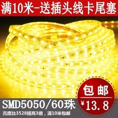 10米包邮正品led灯带60珠 5050贴片灯带LE超高亮220V(3528亮3倍)