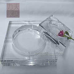 正品水晶玻璃烟灰缸正方形透明时尚茶几商务酒店家用家居大堂KTV