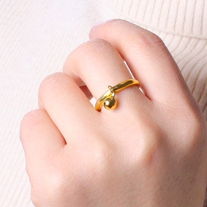 仿真包邮黄金铃铛戒指女开口光面指环清新纯铜小越南韩式首饰礼物