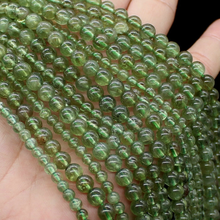 无优化a料天然绿磷灰石(apatite)散珠 diy串珠手作材料配件材料