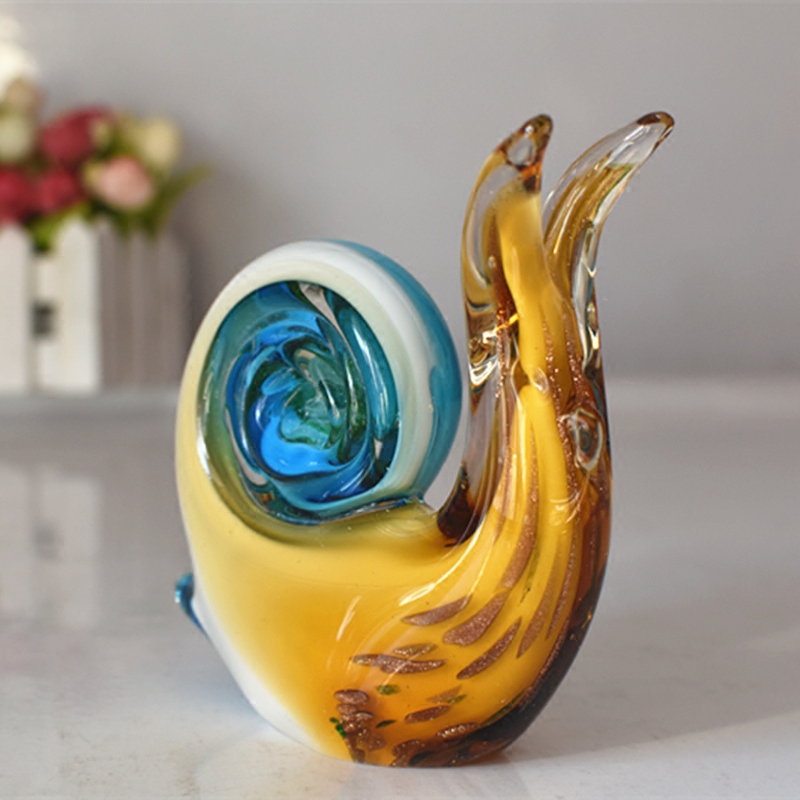 琉璃蜗牛小摆件酒柜北欧玻璃工艺品送朋友生日礼物家庭装饰品