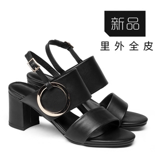 ferragamo vera鞋碼 2020新款女真皮33碼小碼涼鞋露趾粗跟大碼涼鞋女夏41-43時裝涼鞋 ferragamo鞋