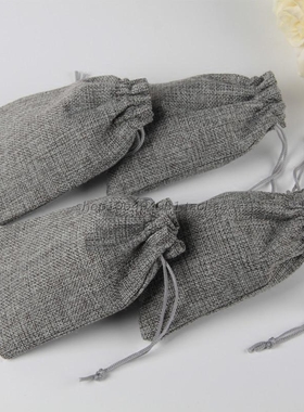 深灰色束口抽绳麻布袋碳包茶叶袋