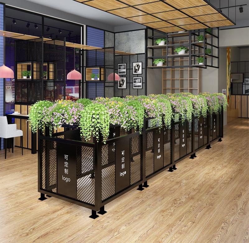 餐厅卡座隔断围栏护栏金属屏风铁艺分隔火锅店过道装饰矮花架定制