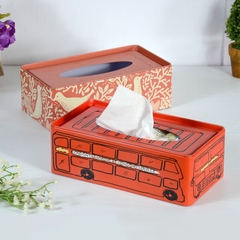 Zakka复古英伦风情伦敦巴士纸巾盒家居创意抽纸盒马口铁纸巾收纳