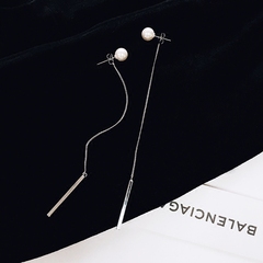 BAO STYLE 韩国定制 简约时尚 简约珍珠金属条流苏两用耳钉 耳环