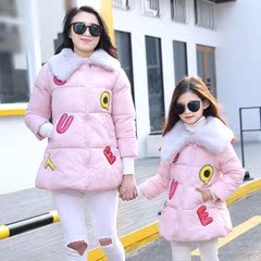 童装女童棉衣亲子装2016冬季新款儿童保暖冬装中大童棉外套中长款