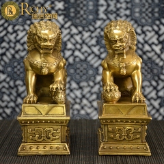 开光纯铜狮子摆件一对铜狮子北京狮宫门狮风水工艺品家居招财礼品