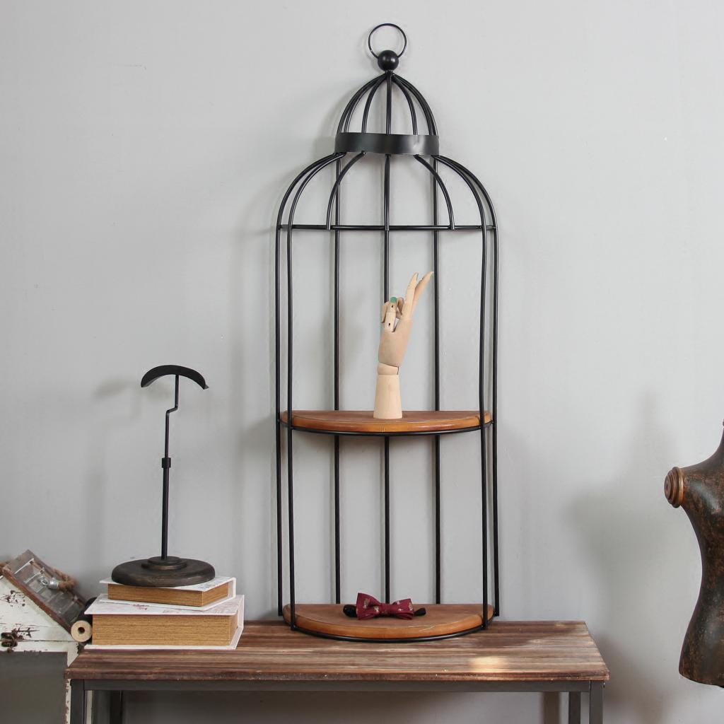 墙上铁艺壁挂鸟笼壁饰欧式置物架简约田园风格壁饰墙挂鸟类装饰架