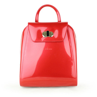 chanel紅色背包 XBELO品牌新款亮皮書包學生包甜美淑女背包 大紅色女包漆皮手提包 chanel紅色包包