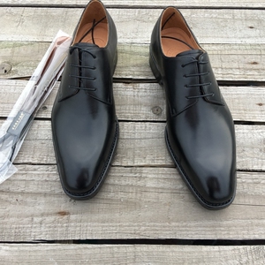 固特异系带商务正装皮鞋橡胶发泡底真皮小方头简约经典款定制男鞋