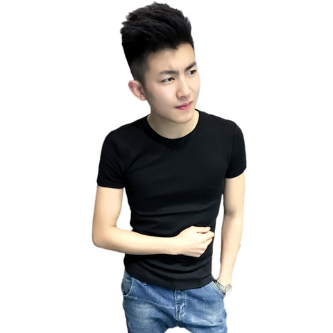 书泽运同款修身半截袖纯色男女圆领t恤快手红人白色短袖体恤潮流