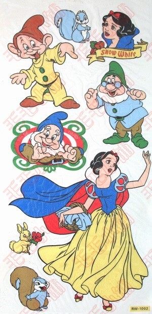 货号rw1002白雪公主彩绘贴画双面贴玻璃贴瓷砖贴冰箱贴