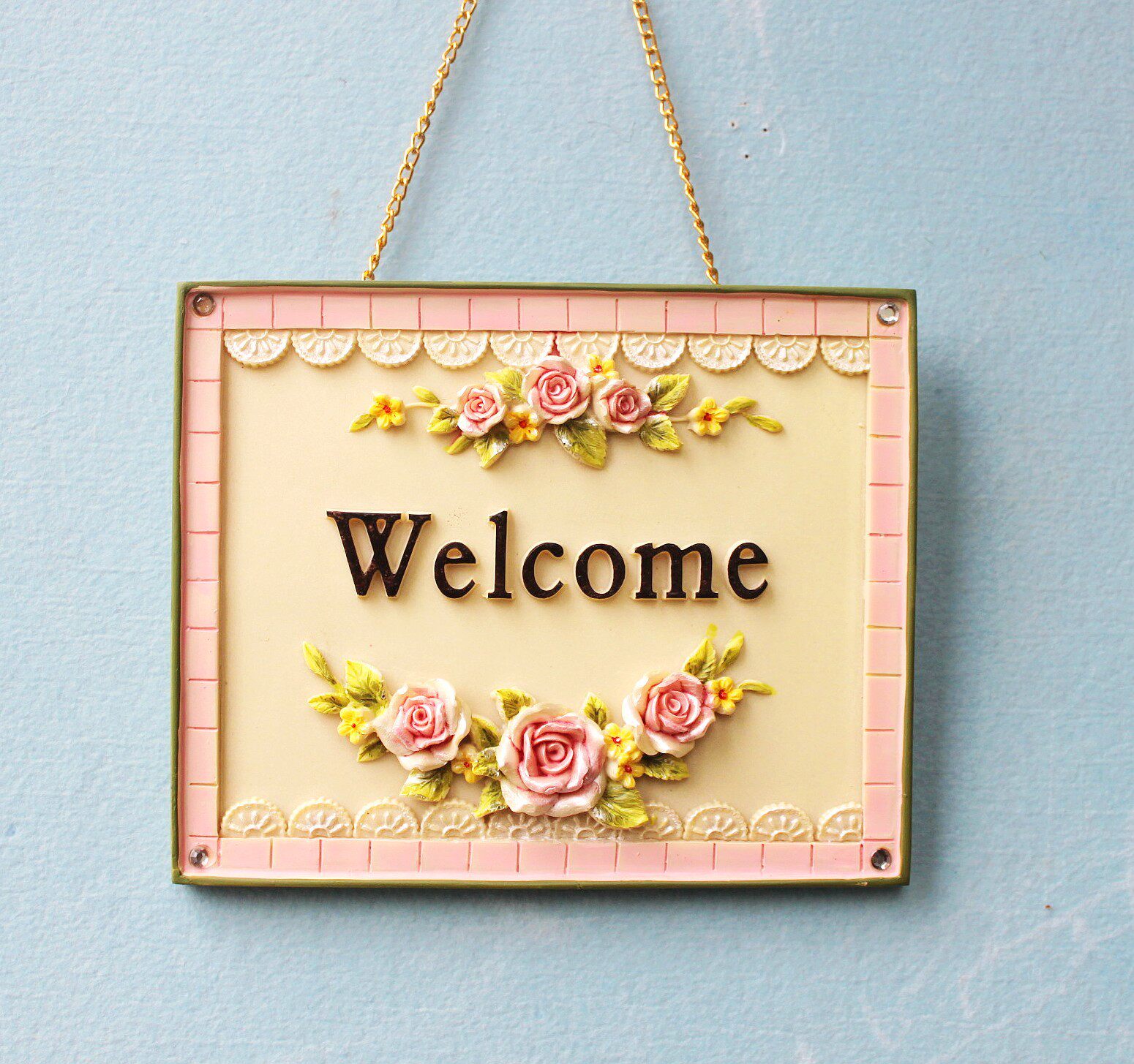 清仓秒杀 日式树脂手绘门牌挂牌 欢迎光临装饰牌 浮雕welcome牌