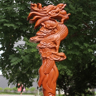 天然桃木龙头拐杖龙仗龙头手杖权杖寺庙戏曲用品祝寿礼品