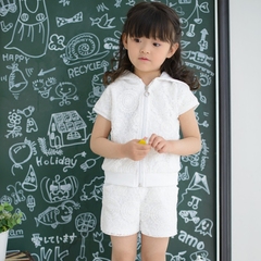 童装2016新款女童夏装套装小孩衣服儿童短袖蕾丝运动套装宝宝服装
