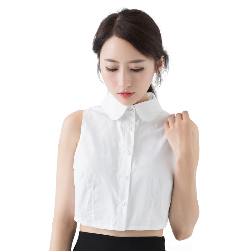 女式假领子女春秋百搭假领 纯棉白色圆领衬衫领黑色衬衣领女秋冬