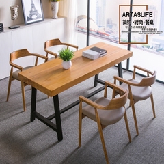 实木餐桌大长桌休闲餐桌椅组合简约现代写字桌时尚咖啡桌长方桌子