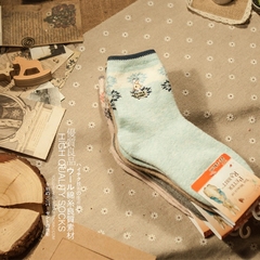 全店任意8双包邮 日系兔子刺绣兔毛保暖袜 加厚全毛圈底女长袜子