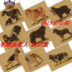 汪星人海报 狗狗 世界名犬画报 手绘海报 牛皮纸复古海报 装饰画