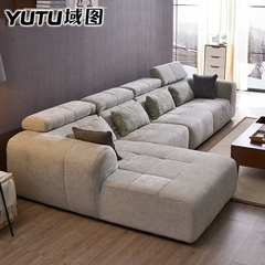 域图 大小户型布艺沙发客厅转角现代简约棉麻布沙发组合家具F611