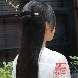 高档古风简洁发簪原创手工制作黑檀木甜美小梅花簪子古装盘发头饰
