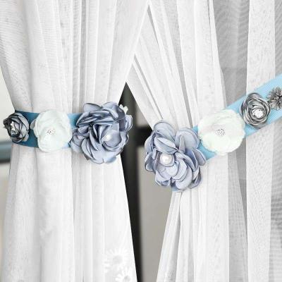 一对装韩式布艺花朵窗帘绑带系带简约软装饰品窗帘扣绑绳家居
