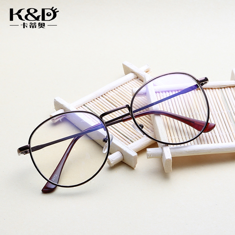 韩版复古男女款超轻全框金属平光镜正品文艺风圆镜架配近视眼镜