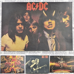 acdc直流交流乐队复古牛皮纸海报欧美摇滚乐队海报画装饰墙画